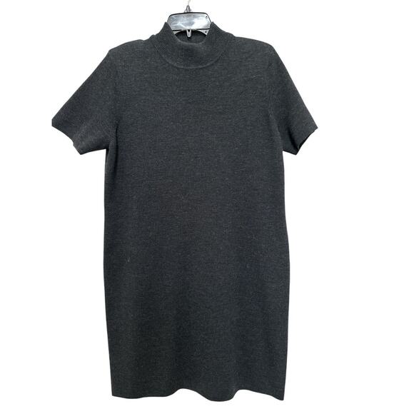 Talbots Dress Womens LargePetites BlackSweater Midi Short Sleeves 100%Wool Blend - Picture 5 of 7